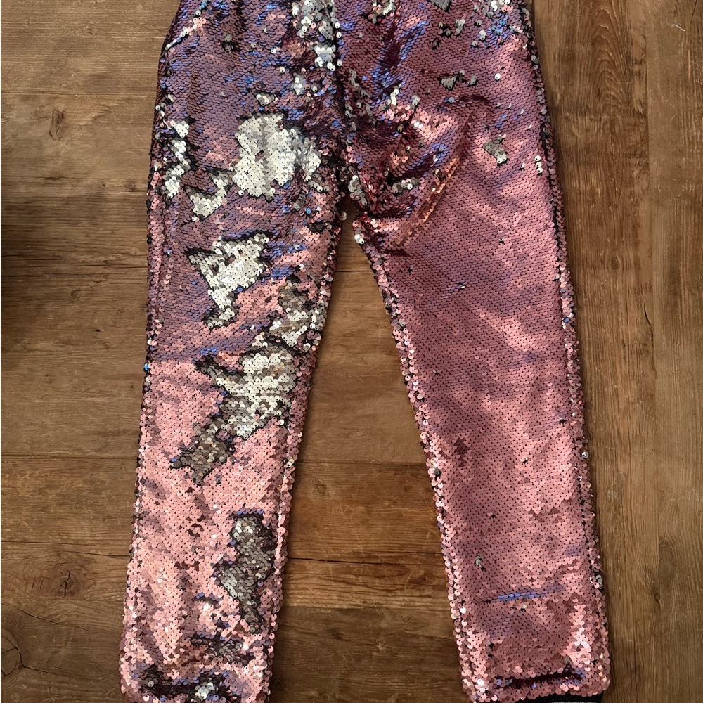 Kids Size 10 Flip Sequin Pink and Silver Jogger Leggings
